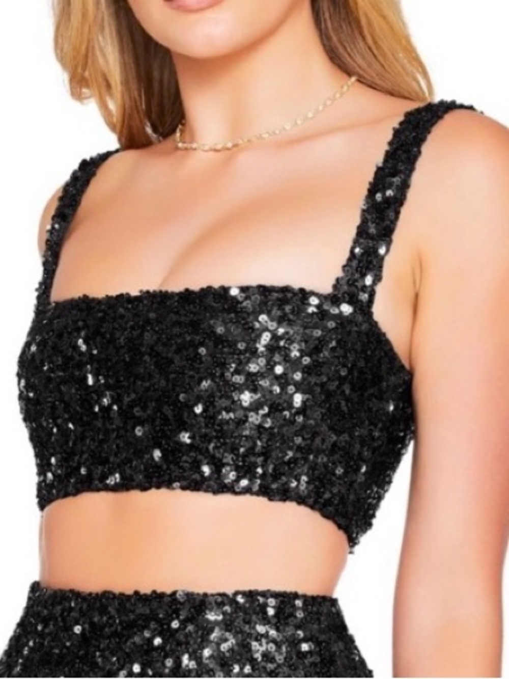 Nookie NWT Black Sequin Crop Top